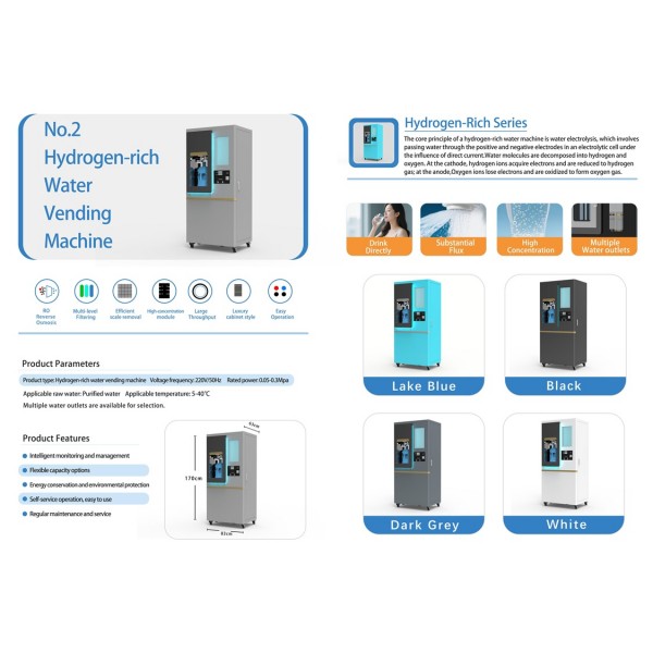 Luxury Smart Hydrogen-Rich Water Vending Kiosk with Advanced Reverse Osmosis System